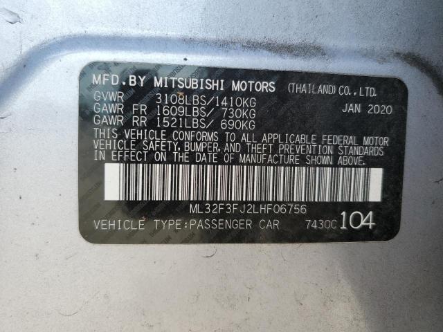 2020 Mitsubishi Mirage G4 Es VIN: ML32F3FJ2LHF06756 Lot: 57356924