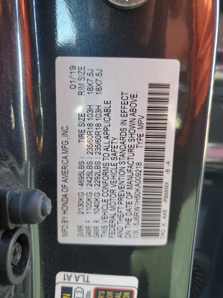 5J6RW1H50KA009218 2019 Honda Cr-V Ex