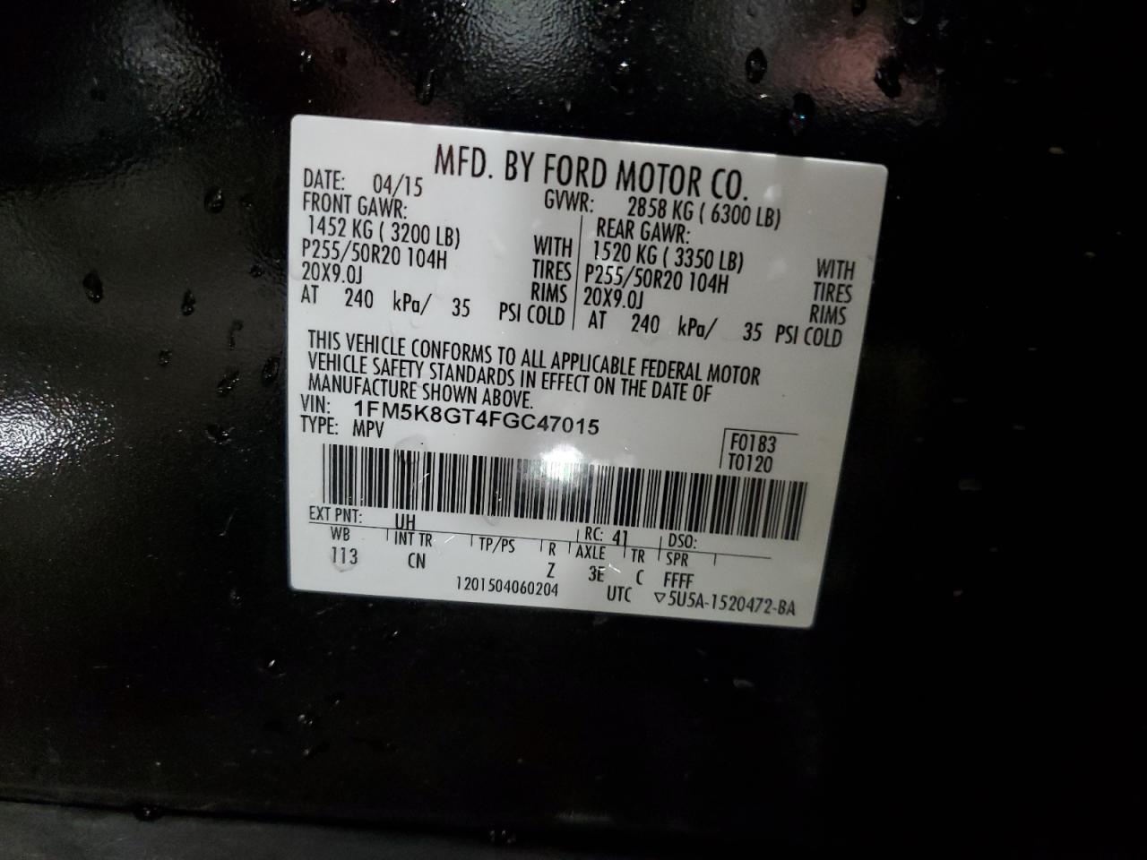 1FM5K8GT4FGC47015 2015 Ford Explorer Sport