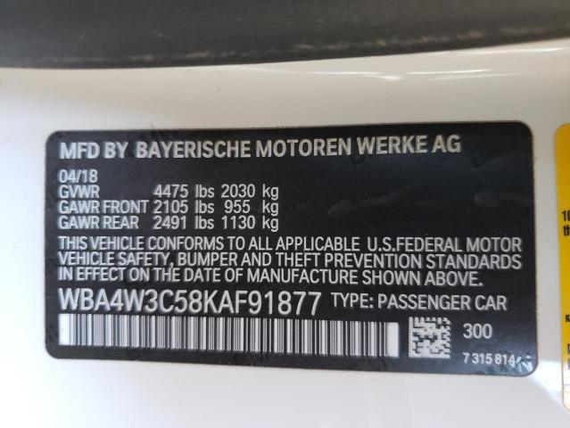 VIN WBA4W3C58KAF91877 2019 BMW 4 Series, 430I no.12