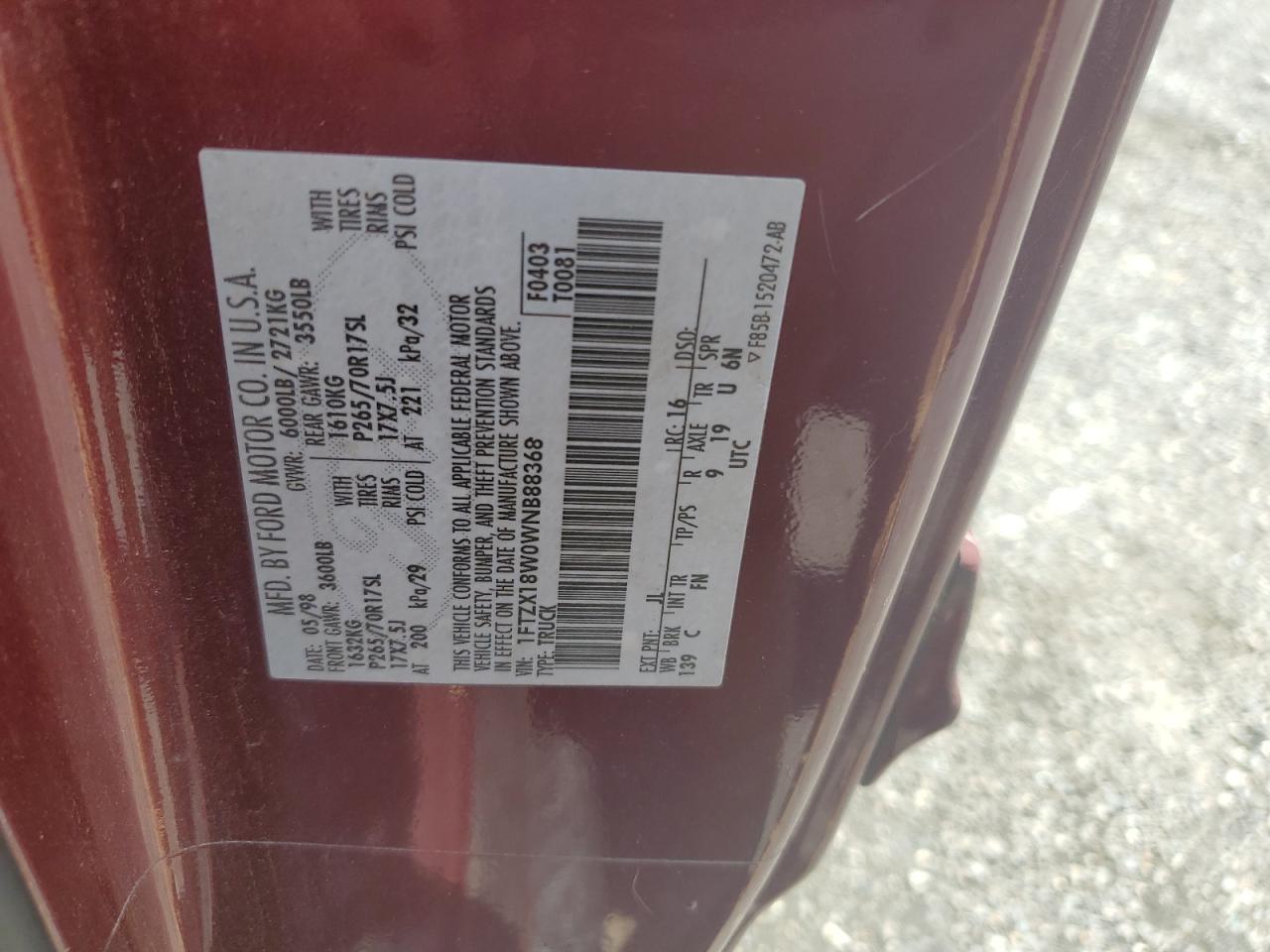 1FTZX18W0WNB88368 1998 Ford F150