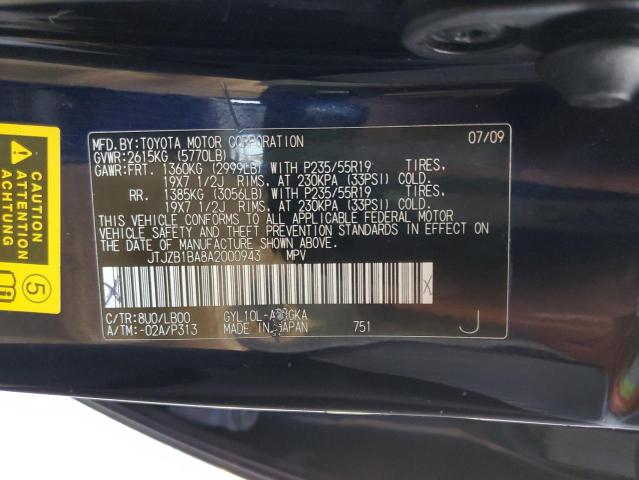 2010 Lexus Rx 450 VIN: JTJZB1BA8A2000943 Lot: 60225664