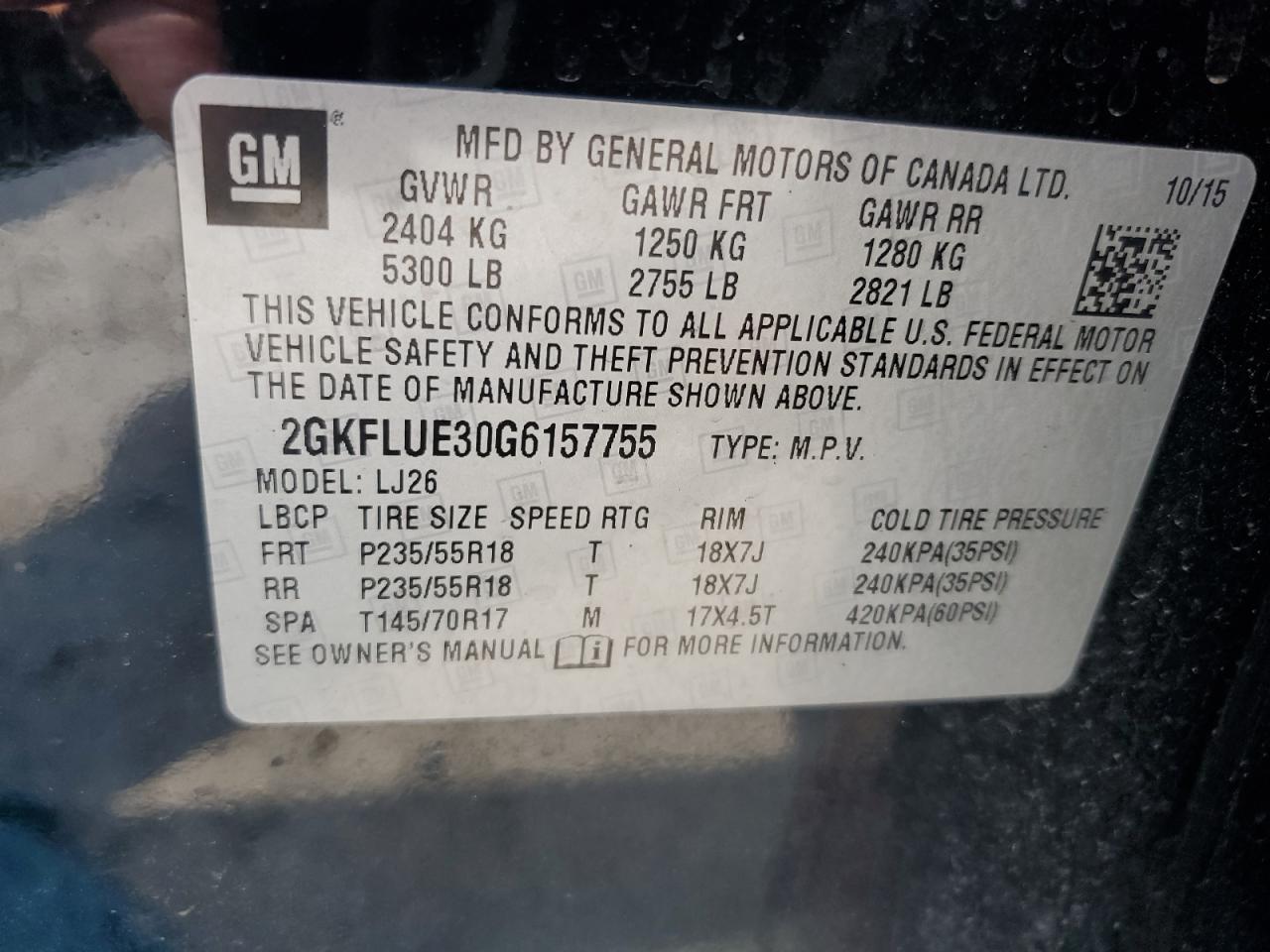 2GKFLUE30G6157755 2016 GMC Terrain Slt
