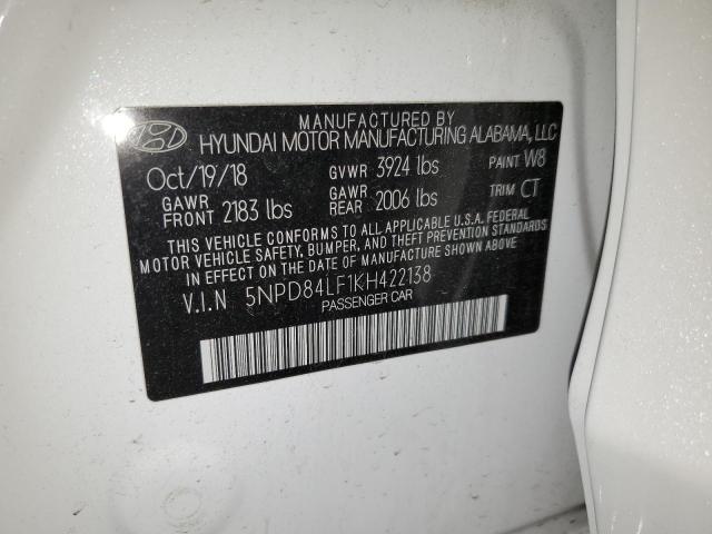 2019 Hyundai Elantra Sel VIN: 5NPD84LF1KH422138 Lot: 60156514