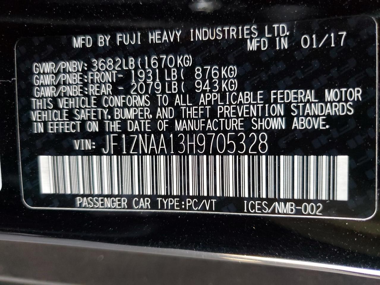 JF1ZNAA13H9705328 2017 Toyota 86 Base