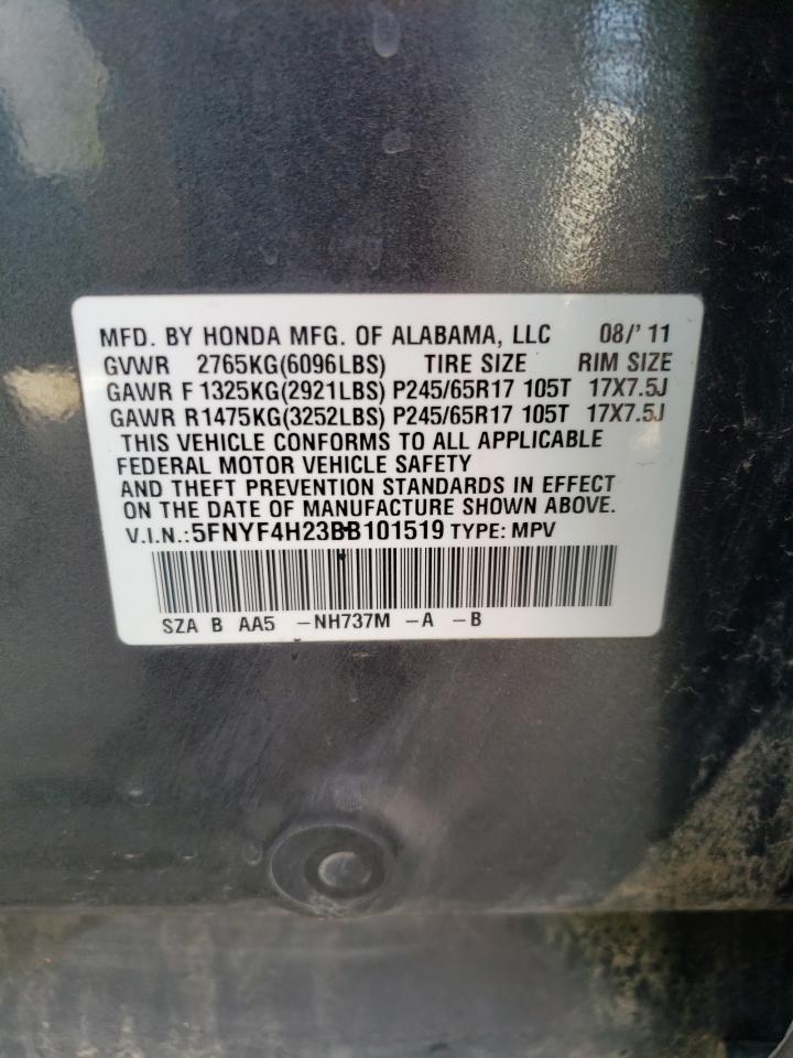 5FNYF4H23BB101519 2011 Honda Pilot Lx