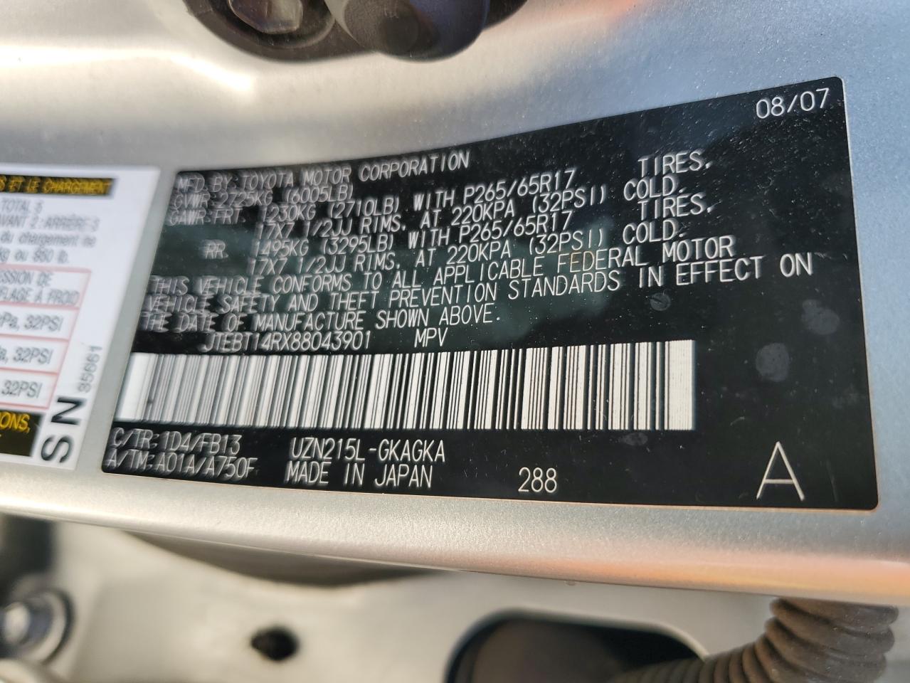 JTEBT14RX88043901 2008 Toyota 4Runner Sr5