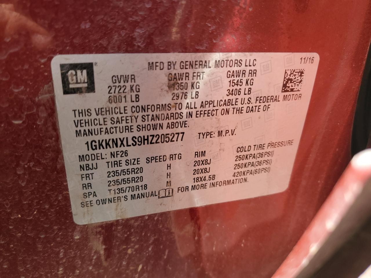 1GKKNXLS9HZ205277 2017 GMC Acadia Denali