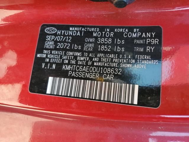 2013 Hyundai Veloster Turbo VIN: KMHTC6AE0DU108632 Lot: 60467444