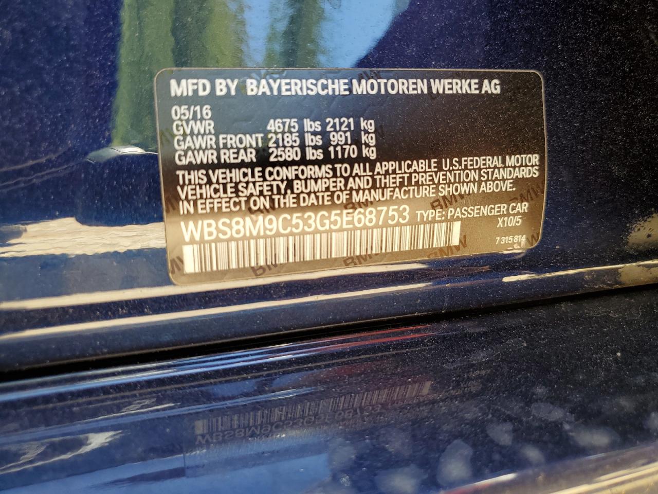 WBS8M9C53G5E68753 2016 BMW M3