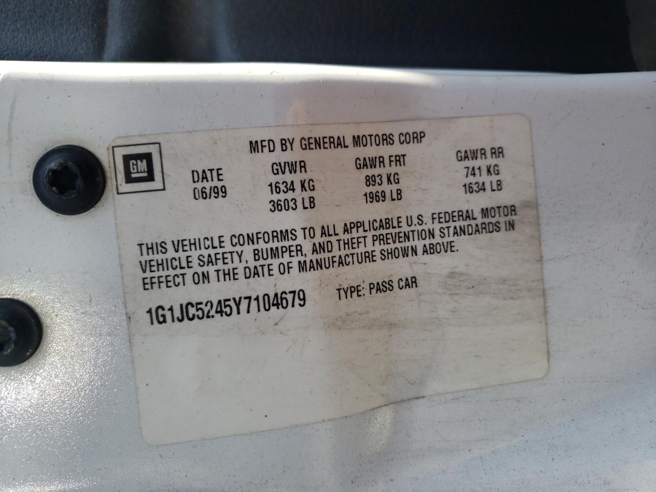 1G1JC5245Y7104679 2000 Chevrolet Cavalier