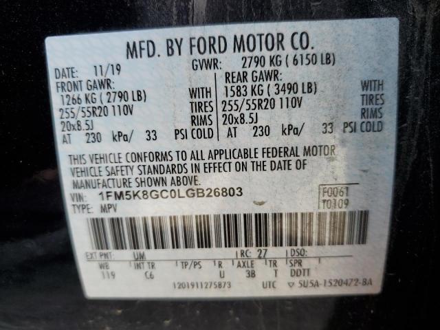 2020 Ford Explorer St VIN: 1FM5K8GC0LGB26803 Lot: 60156384