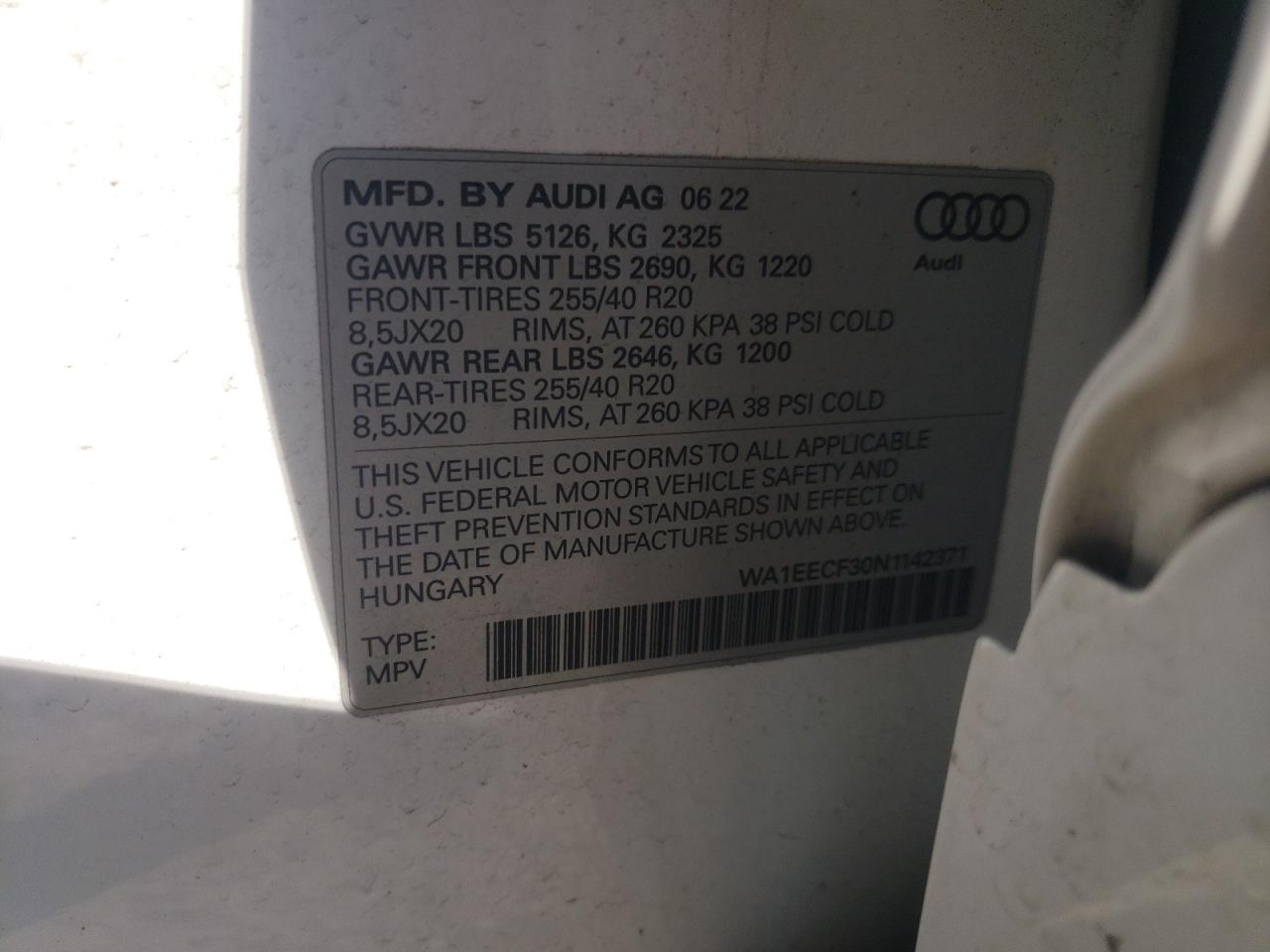 WA1EECF30N1142371 2022 Audi Q3 Premium Plus S Line 45