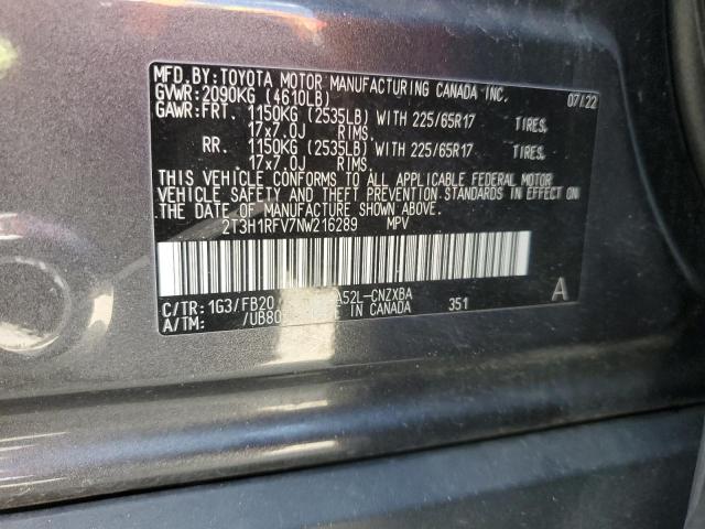 2022 Toyota Rav4 Le VIN: 2T3H1RFV7NW216289 Lot: 60773294