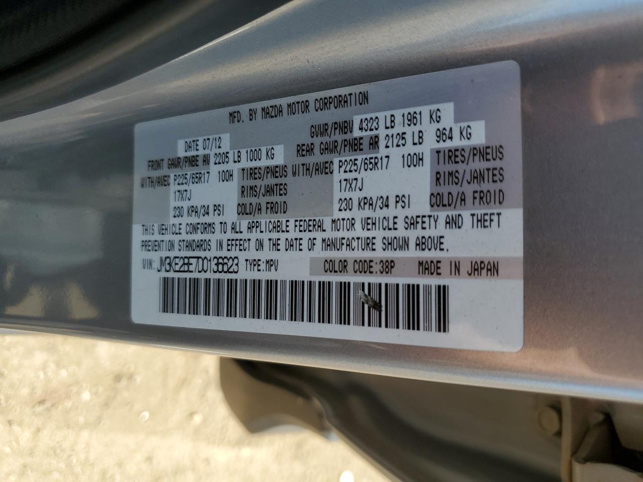 JM3KE2BE7D0136623 2013 Mazda Cx-5 Sport