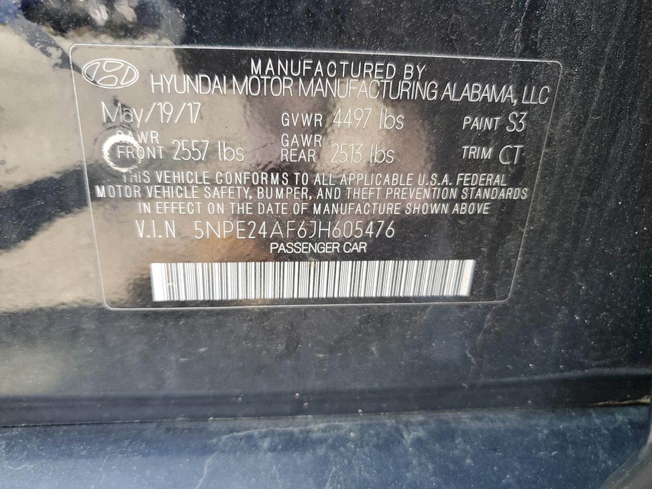 5NPE24AF6JH605476 2018 Hyundai Sonata Se