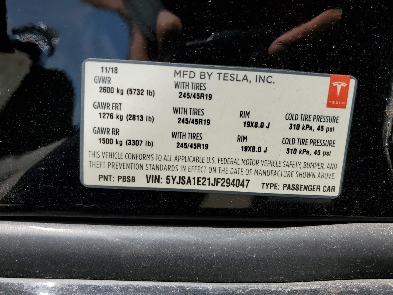 5YJSA1E21JF294047 2018 Tesla Model S