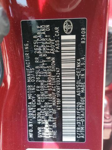 VIN 4T1BF1FK8FU934247 2015 Toyota Camry, LE no.12