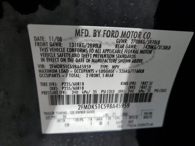 2FMDK51C59BA45959 2009 Ford Flex Se