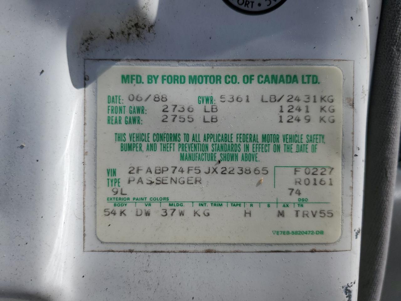 2FABP74F5JX223865 1988 Ford Crown Victoria Lx