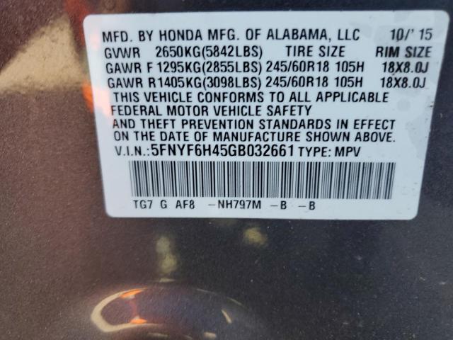 2016 Honda Pilot Ex VIN: 5FNYF6H45GB032661 Lot: 56453454