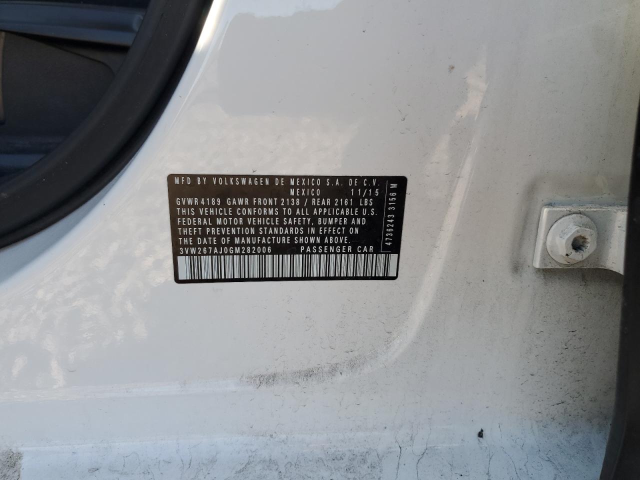 3VW267AJ0GM282006 2016 Volkswagen Jetta S