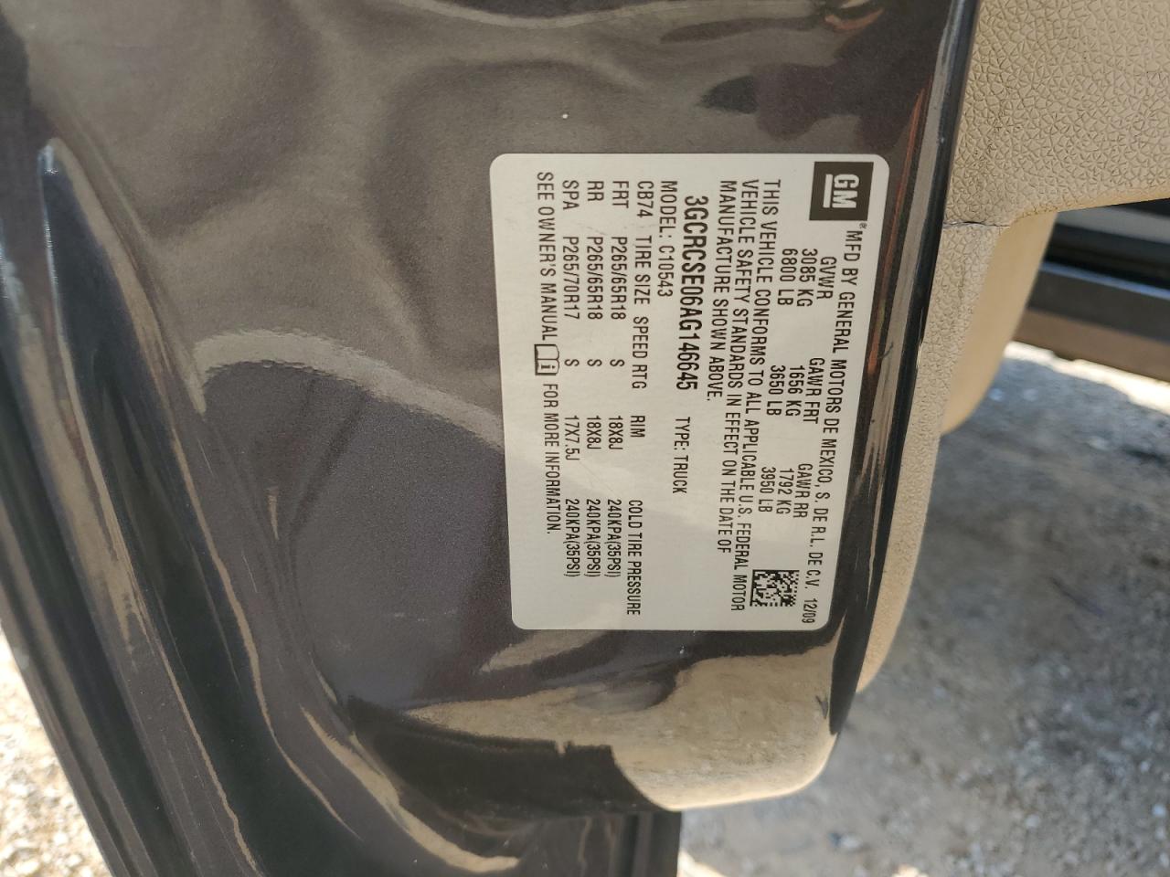 3GCRCSE06AG146645 2010 Chevrolet Silverado C1500 Lt