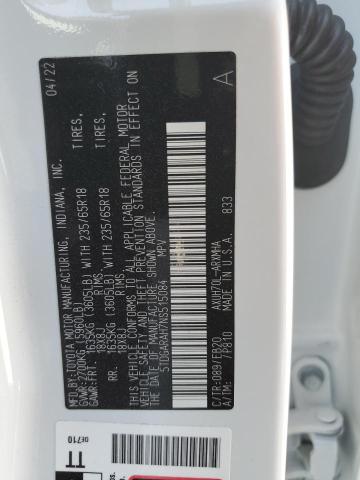 2022 Toyota Highlander Hybrid Xle VIN: 5TDGARAH7NS515084 Lot: 57803944