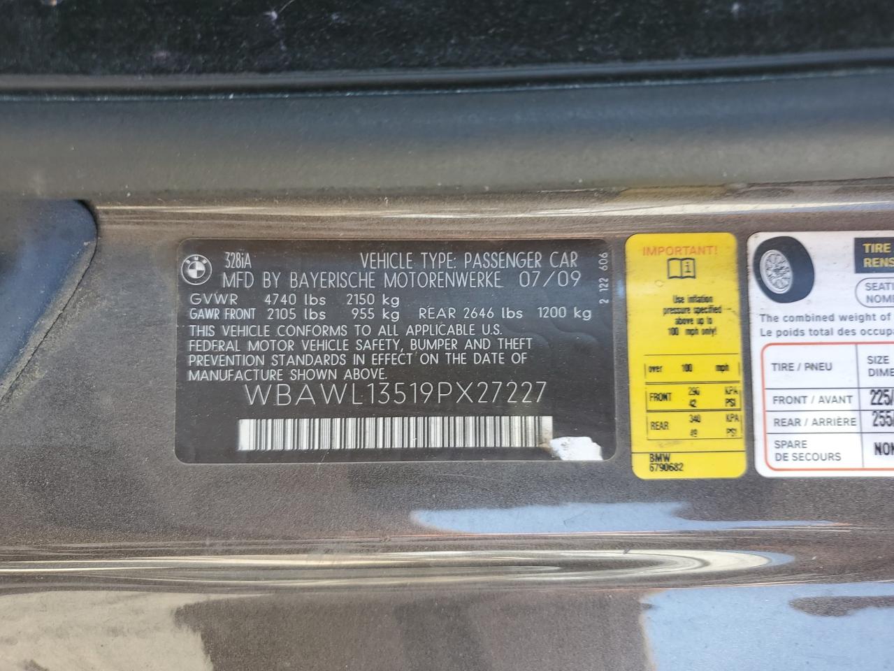 WBAWL13519PX27227 2009 BMW 328 I