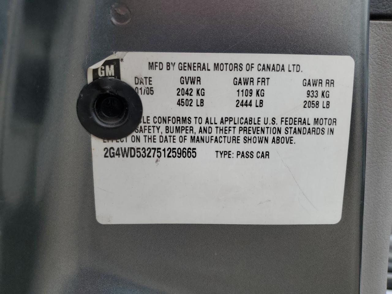 2G4WD532751259665 2005 Buick Lacrosse Cxl