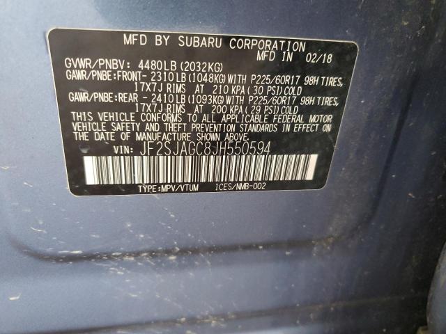 2018 SUBARU FORESTER 2 - JF2SJAGC8JH550594