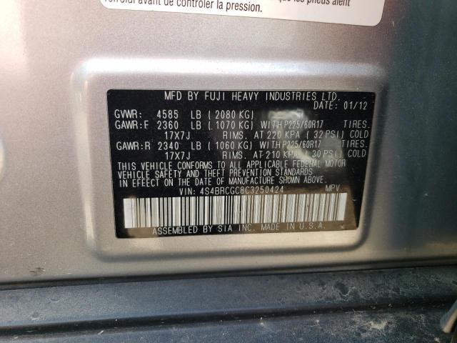 2012 Subaru Outback 2.5I Premium VIN: 4S4BRCGC8C3250424 Lot: 60758874