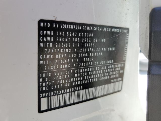 2018 Volkswagen Tiguan S VIN: 3VV1B7AX6JM107573 Lot: 57340754