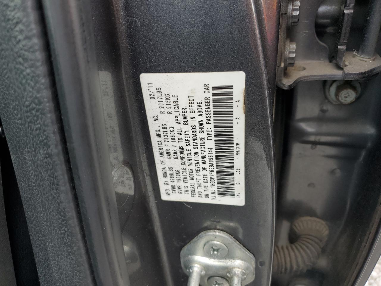 1HGCP2F69BA096144 2011 Honda Accord Se