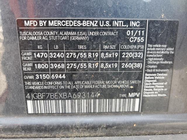 2011 Mercedes-Benz Gl 450 4Matic VIN: 4JGBF7BEXBA693144 Lot: 59140154