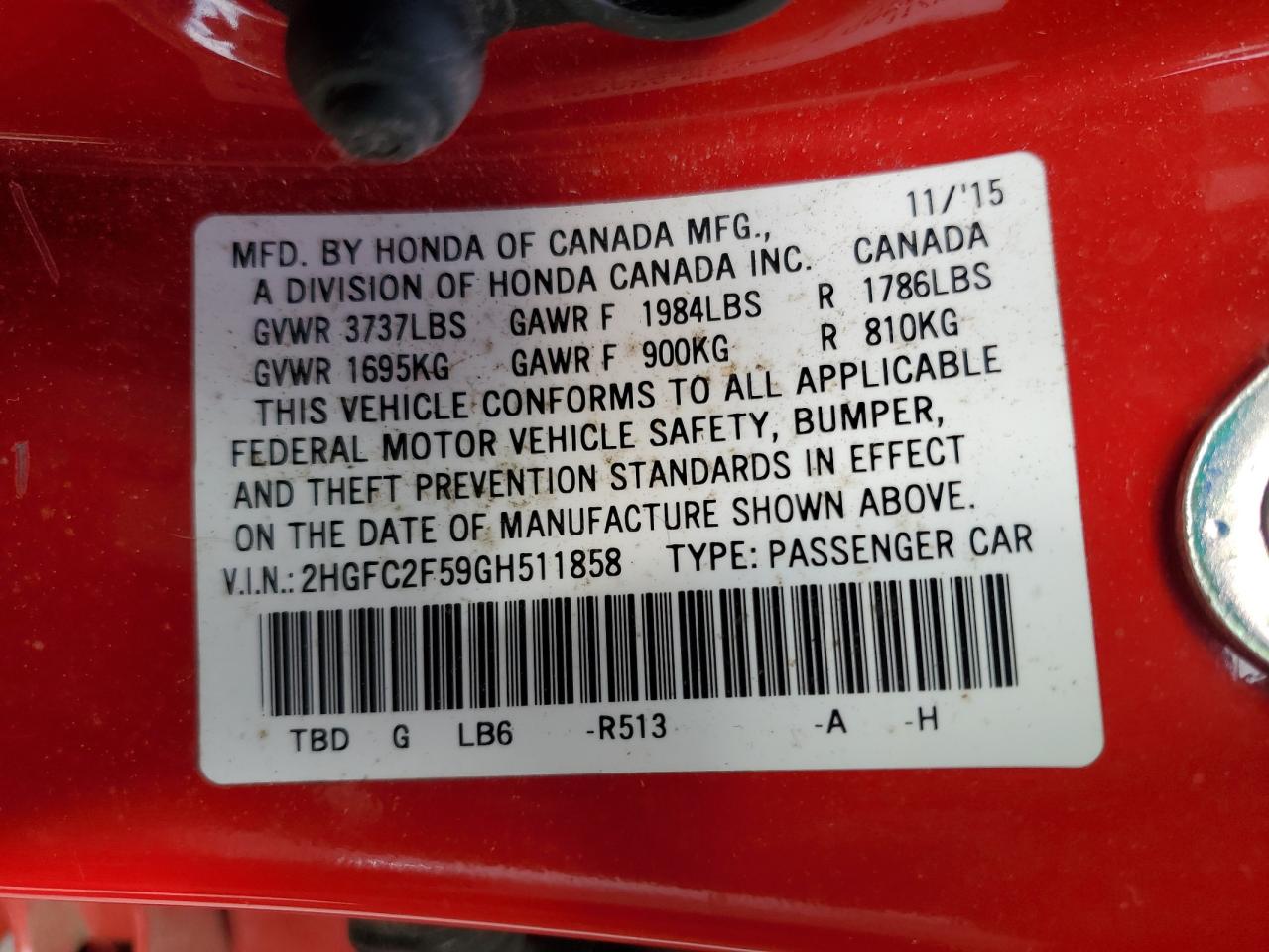 2HGFC2F59GH511858 2016 Honda Civic Lx 2HGFC2F59GH511858 2016 Honda Civic Lx