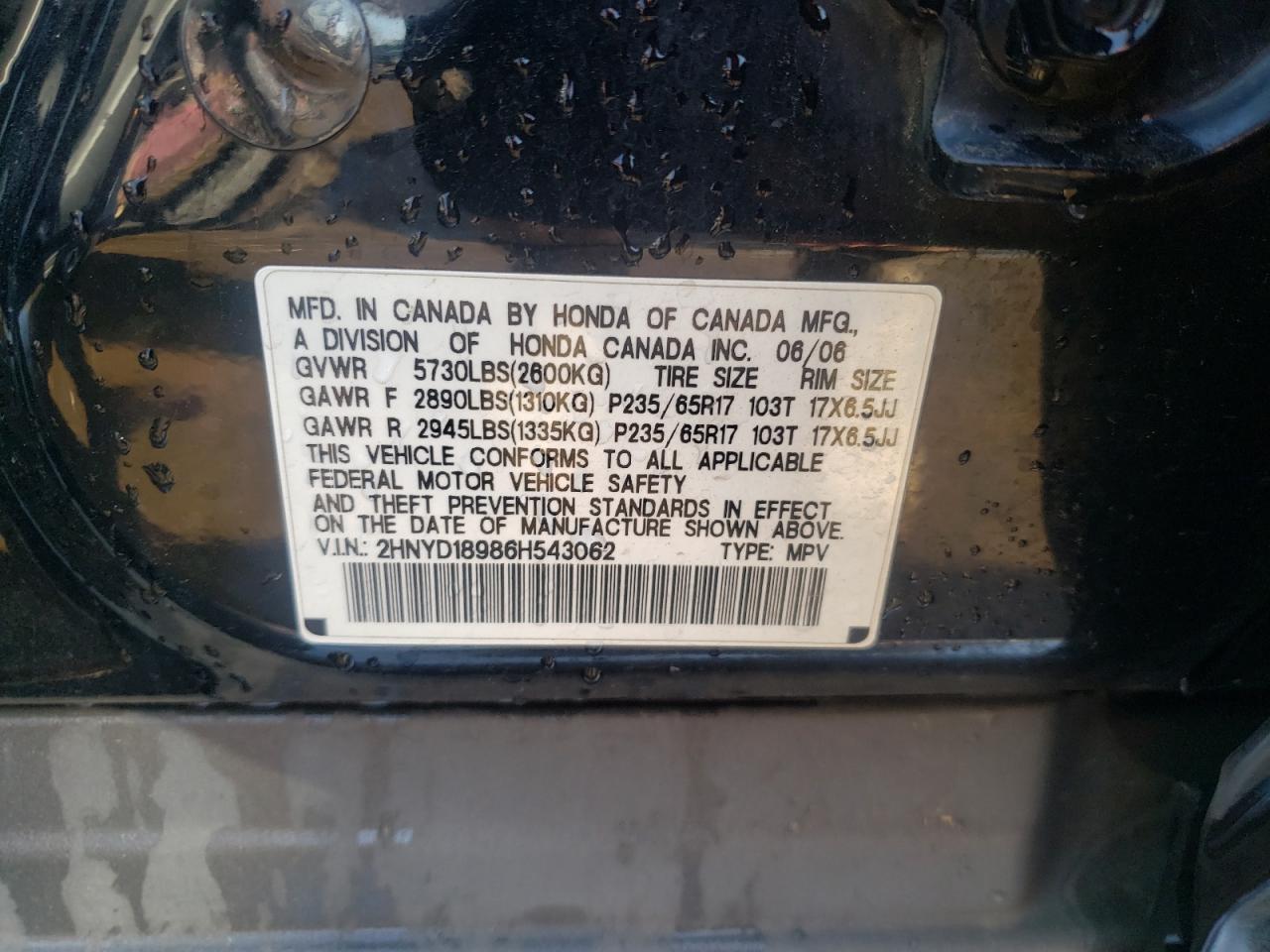 2HNYD18986H543062 2006 Acura Mdx Touring