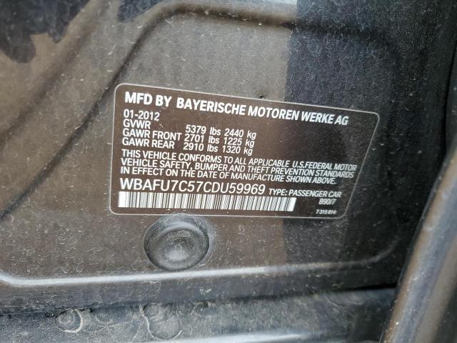 2012 BMW 535 Xi VIN: WBAFU7C57CDU59969 Lot: 61282134
