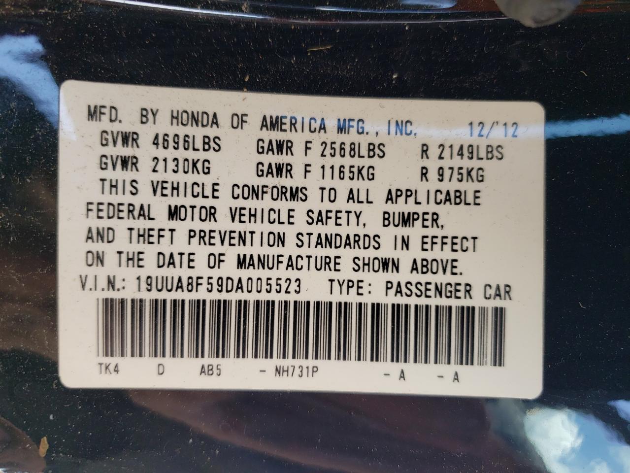 19UUA8F59DA005523 2013 Acura Tl Tech