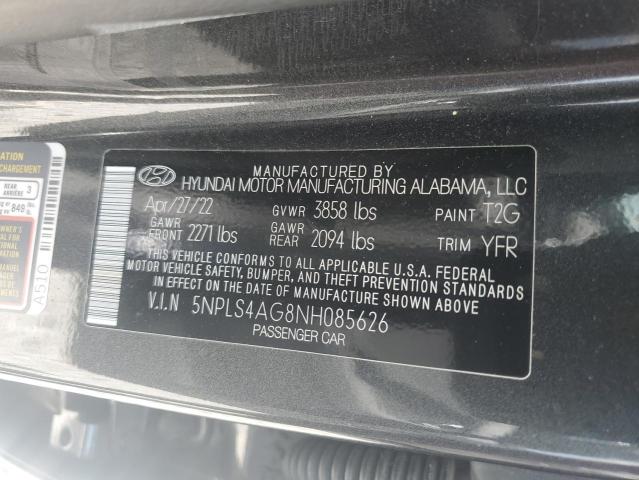 2022 Hyundai Elantra Sel VIN: 5NPLS4AG8NH085626 Lot: 57759114