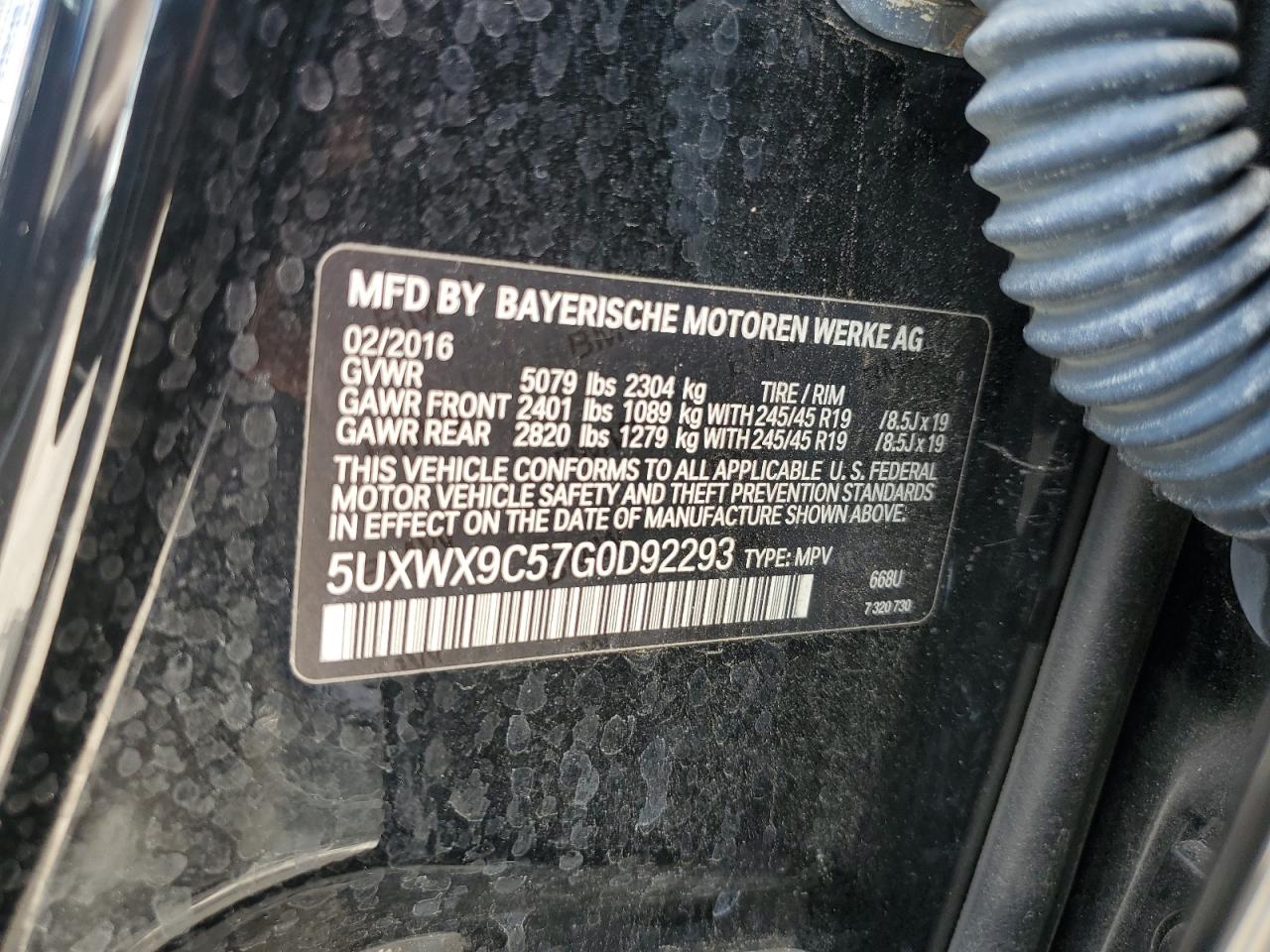 5UXWX9C57G0D92293 2016 BMW X3 xDrive28I