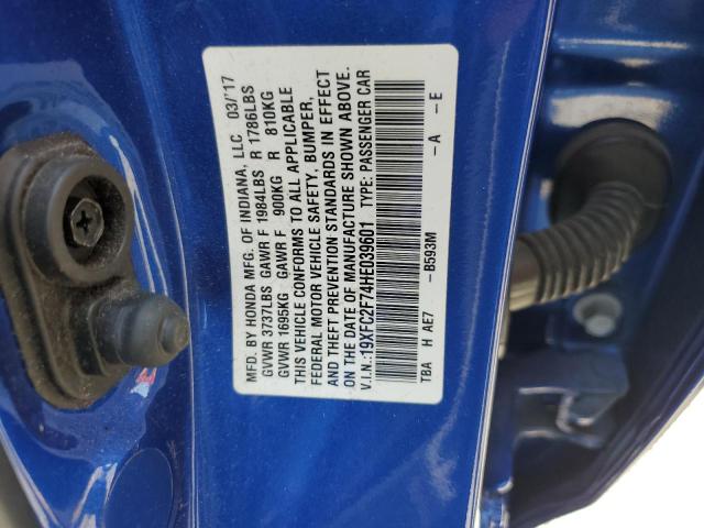 2017 HONDA CIVIC EX - 19XFC2F74HE039601