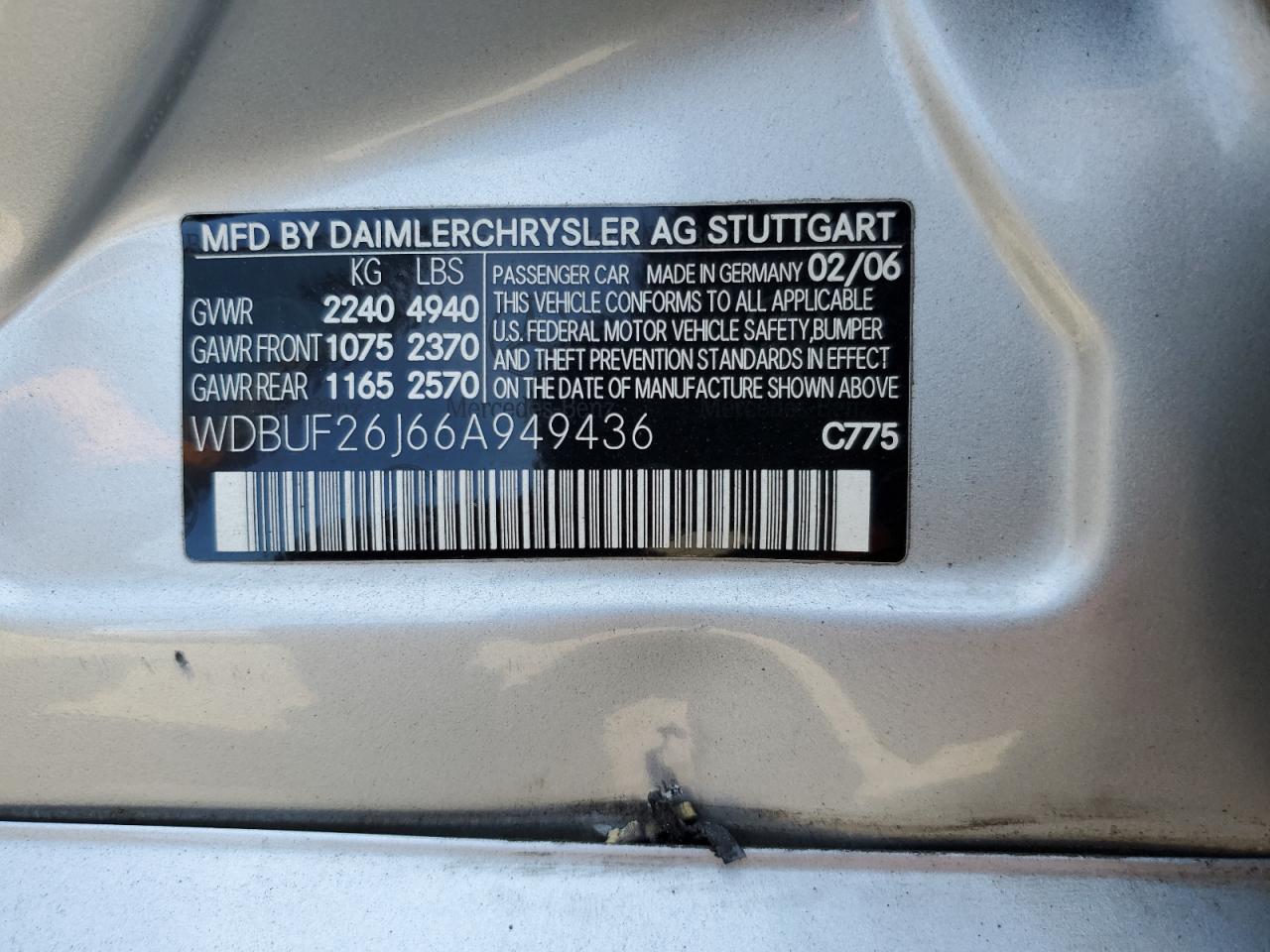 WDBUF26J66A949436 2006 Mercedes-Benz E 320 Cdi