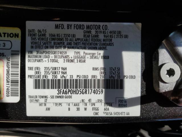 VIN 3FA6P0HD5GR174059 2016 Ford Fusion, SE no.12