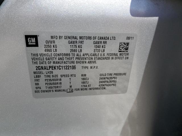 2GNALPEK1C1122106 2012 Chevrolet Equinox Lt