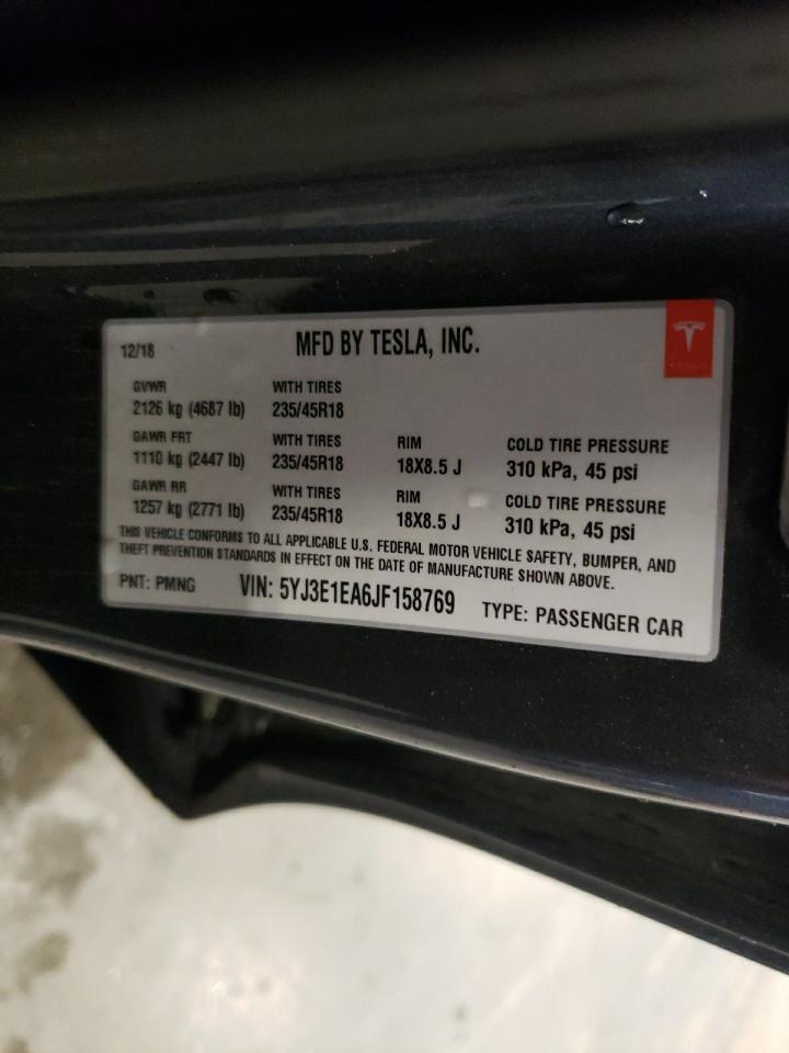 5YJ3E1EA6JF158769 2018 Tesla Model 3