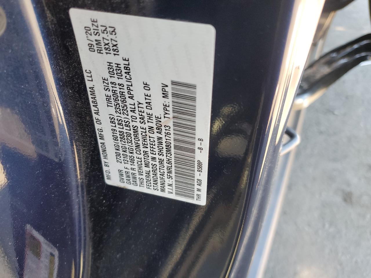 5FNRL6H73MB017613 2021 Honda Odyssey Exl