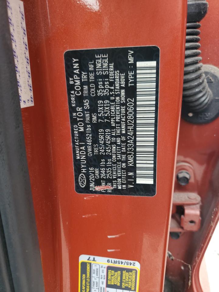 KM8J33A24HU280602 2017 Hyundai Tucson Limited