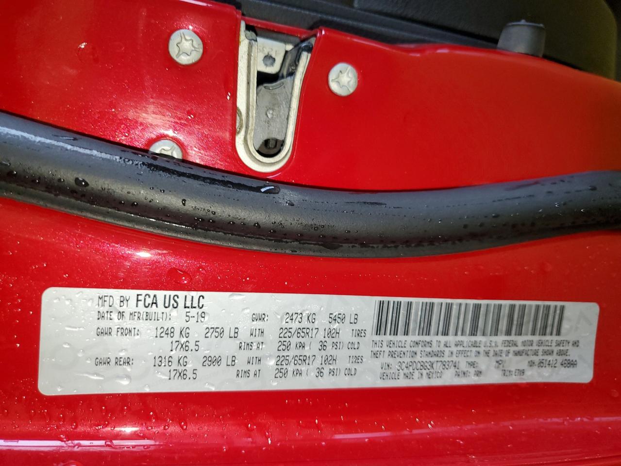 3C4PDCBG3KT783741 2019 Dodge Journey Se