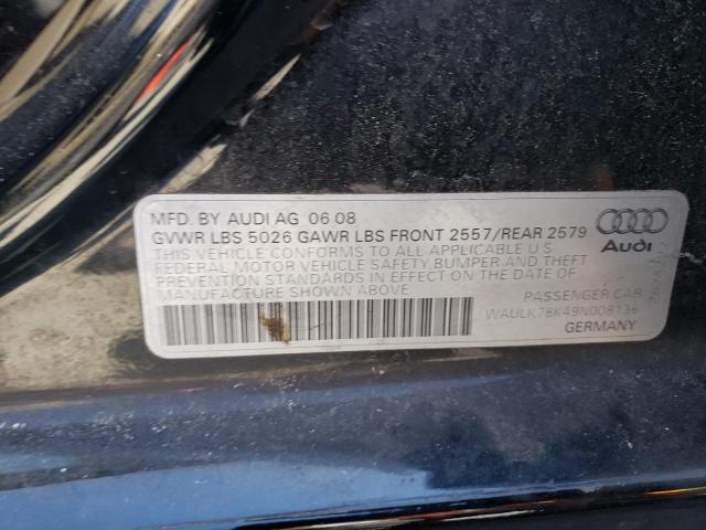 2009 Audi A4 3.2 Quattro VIN: WAULK78K49N008136 Lot: 59750324